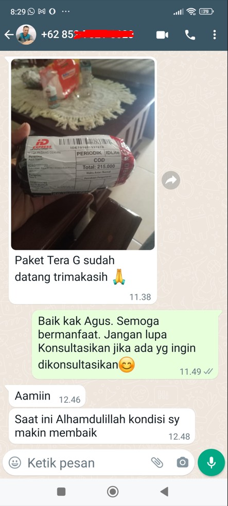 Testimoni WhatsApp pengguna Tera G