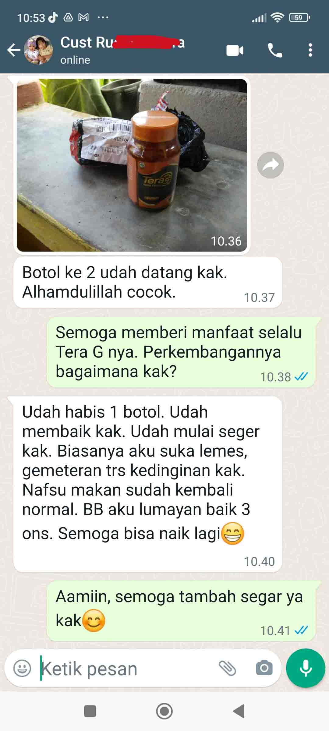 Testimoni asli pengguna Tera G