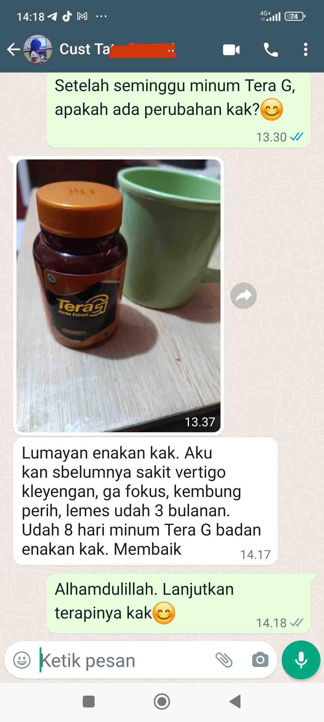 Testimoni asli pengguna Tera G